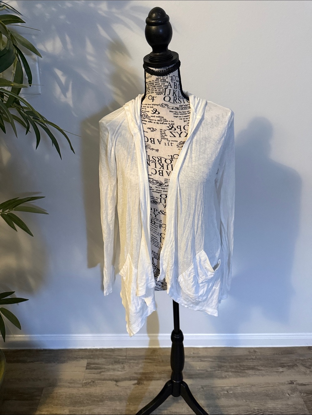 American Dream White Open-Front Draped Cardigan